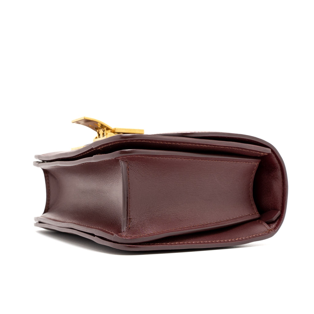 CELINE MINI BOX CALFSKIN BURGUNDY BRUSHED GHW