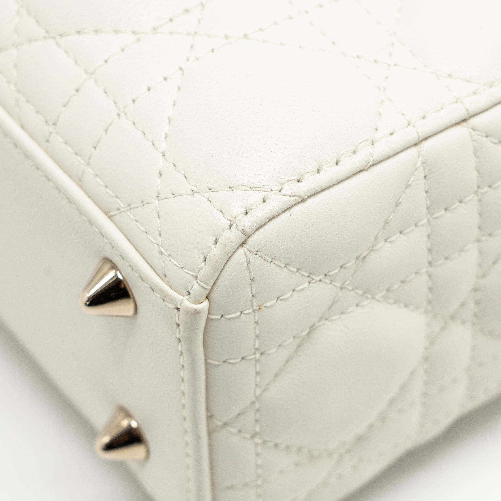 DIOR SMALL LADY DIOR MY ABCDIOR BAG CANNAGE LAMBSKIN WHITE LGHW