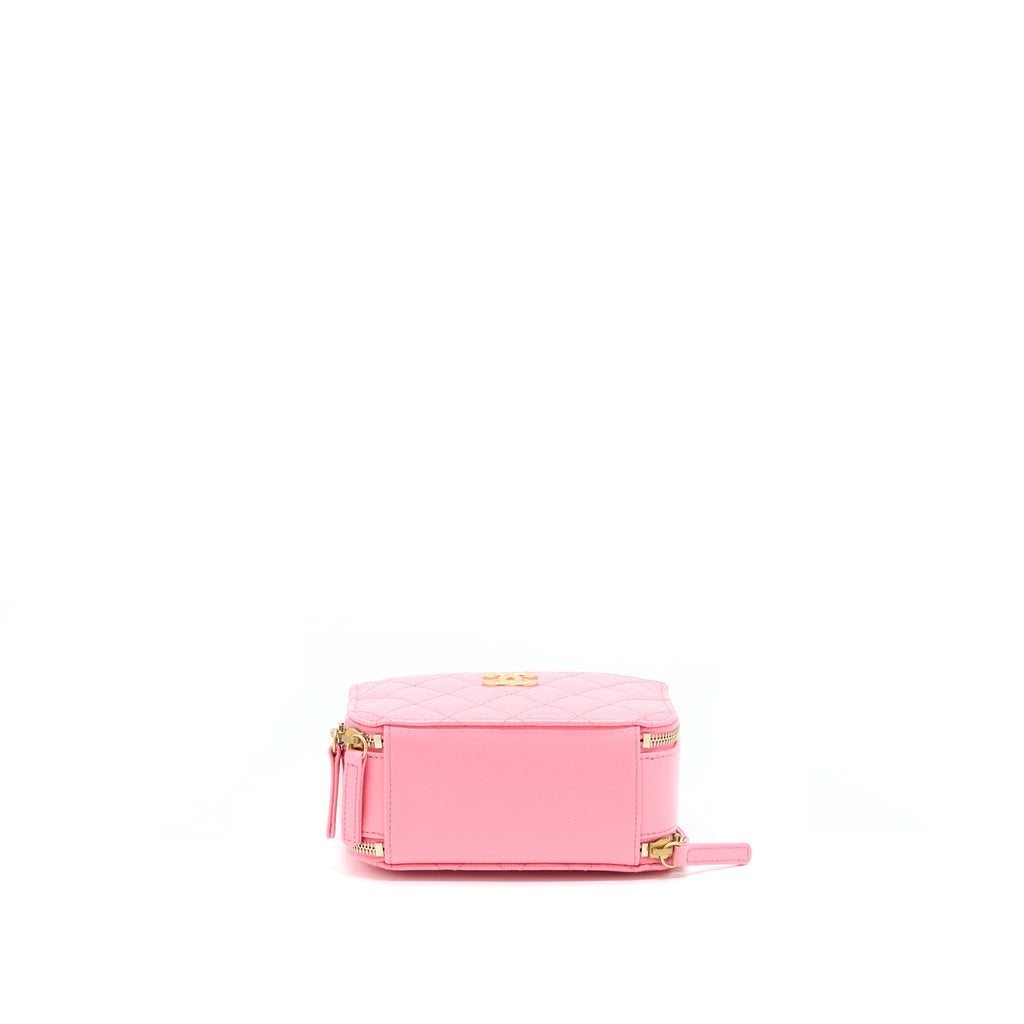CHANEL 22S LETTER TOP HANDLE SMALL VANITY CASE CAVIAR PINK BRUSHED GHW(MICROCHIP)