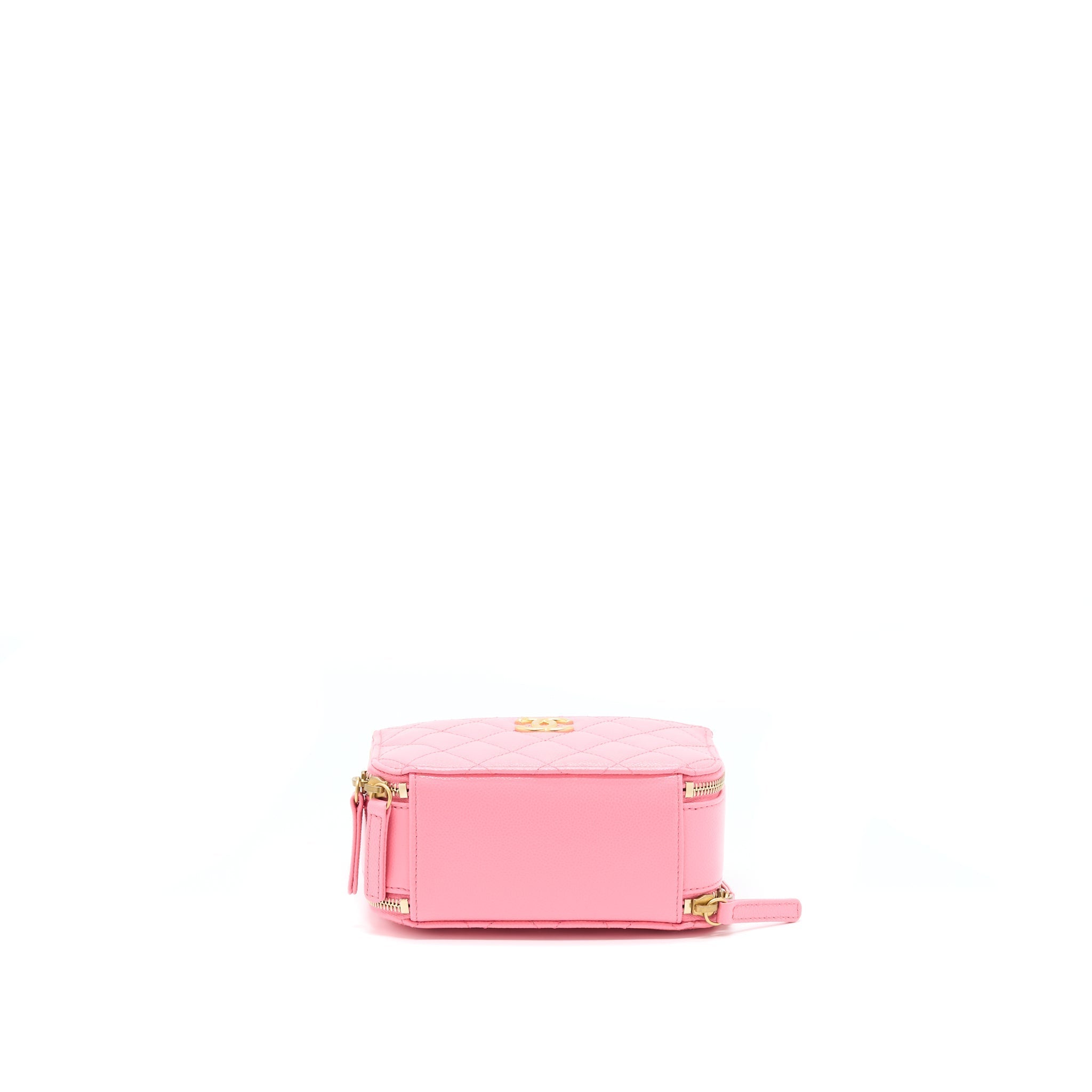 CHANEL 22S LETTER TOP HANDLE SMALL VANITY CASE CAVIAR PINK BRUSHED GHW(MICROCHIP)