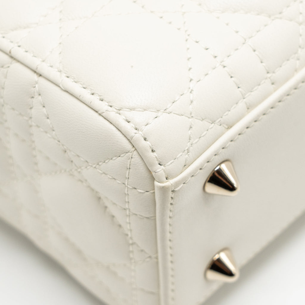 DIOR SMALL LADY DIOR MY ABCDIOR BAG CANNAGE LAMBSKIN WHITE LGHW