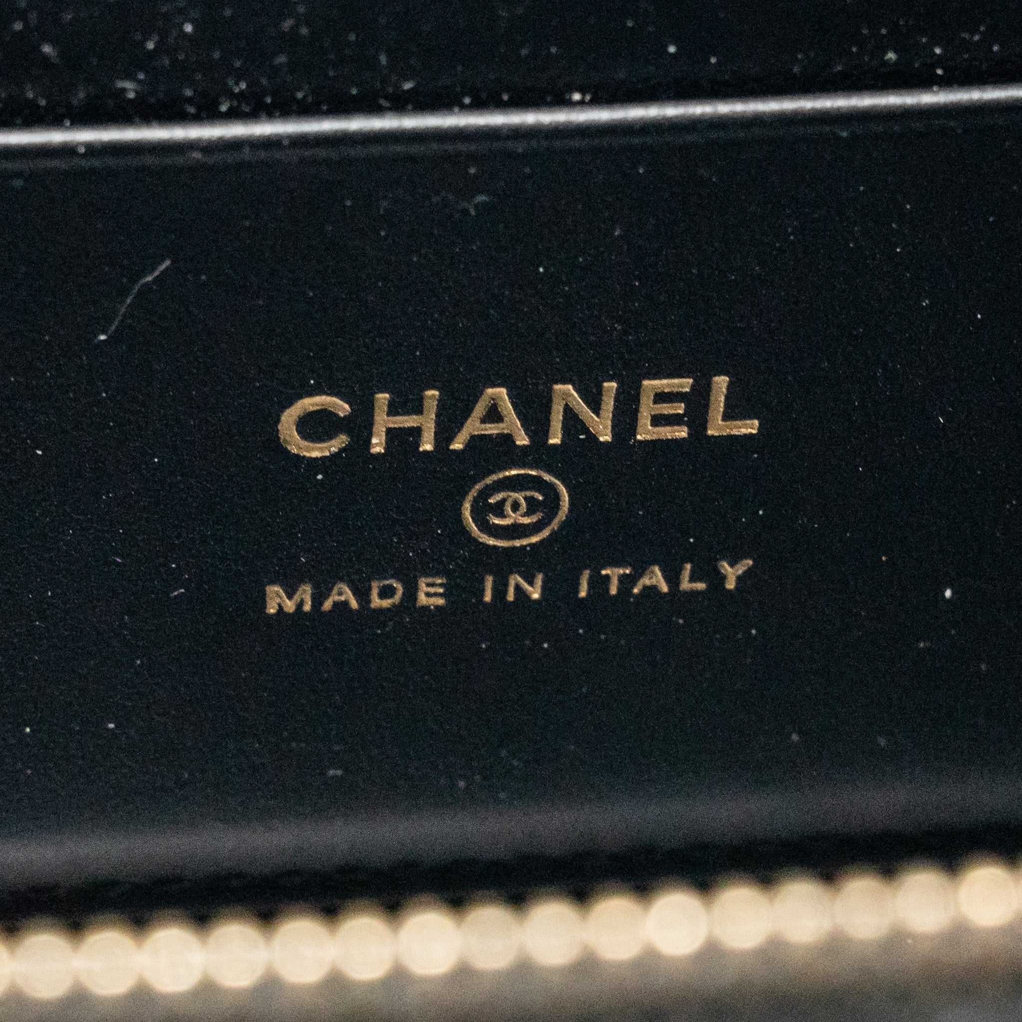 CHANEL LETTER TOP HANDLE LONG VANITY WITH CHAIN CAVIAR BLACK GHW