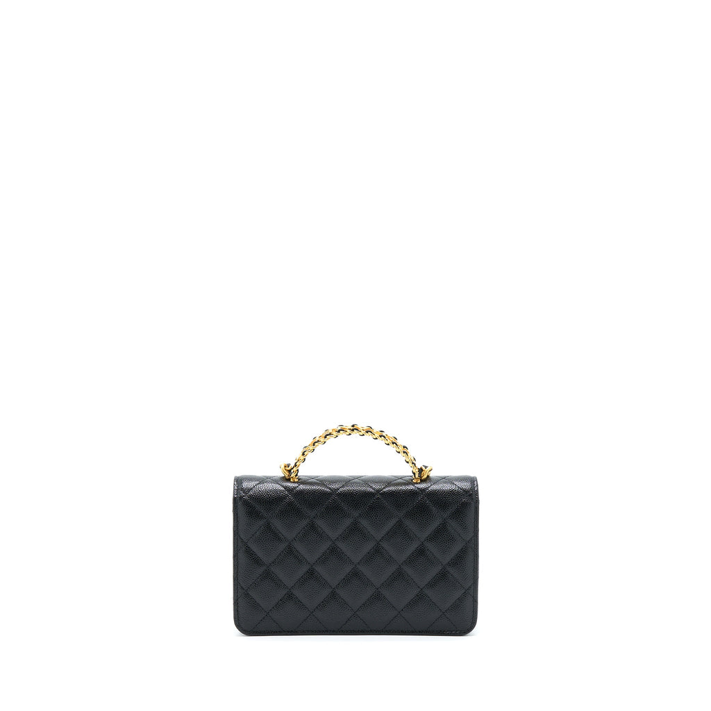 CHANEL TOP HANDLE WALLET ON CHAIN CAVIAR BLACK GHW (MICROCHIP)
