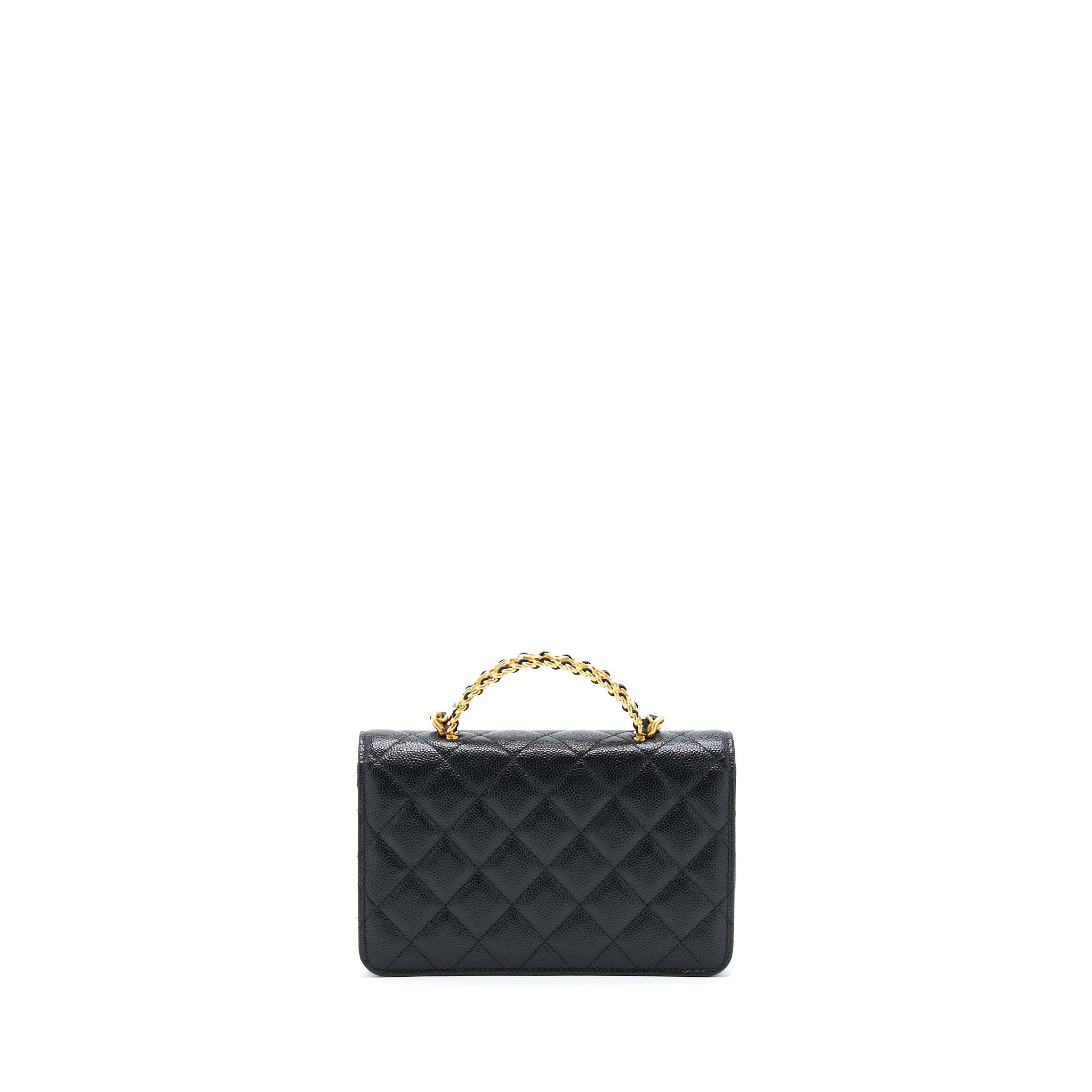CHANEL TOP HANDLE WALLET ON CHAIN CAVIAR BLACK GHW (MICROCHIP)
