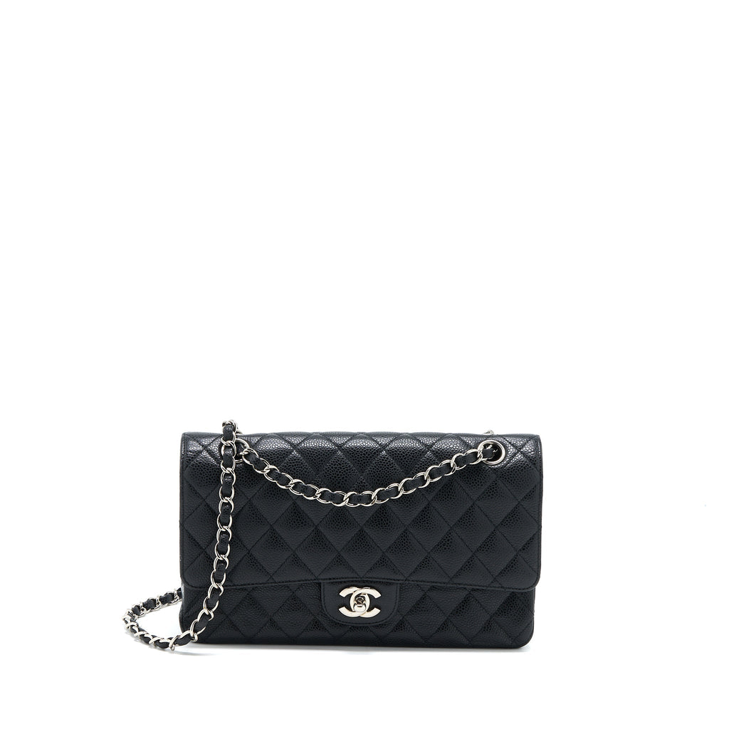 CHANEL MEDIUM CLASSIC DOUBLE FLAP BAG CAVIAR BLACK SHW