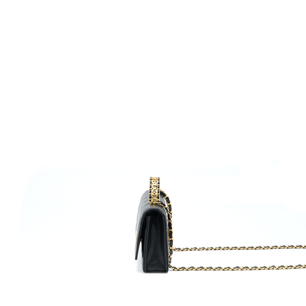 CHANEL TOP HANDLE WALLET ON CHAIN CAVIAR BLACK GHW (MICROCHIP)