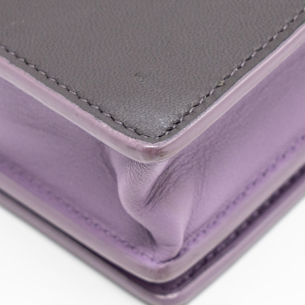 BOTTEGA VENETA INTRECCIATO WALLET ON CHAIN LEATHER PURPLE/GREY GHW