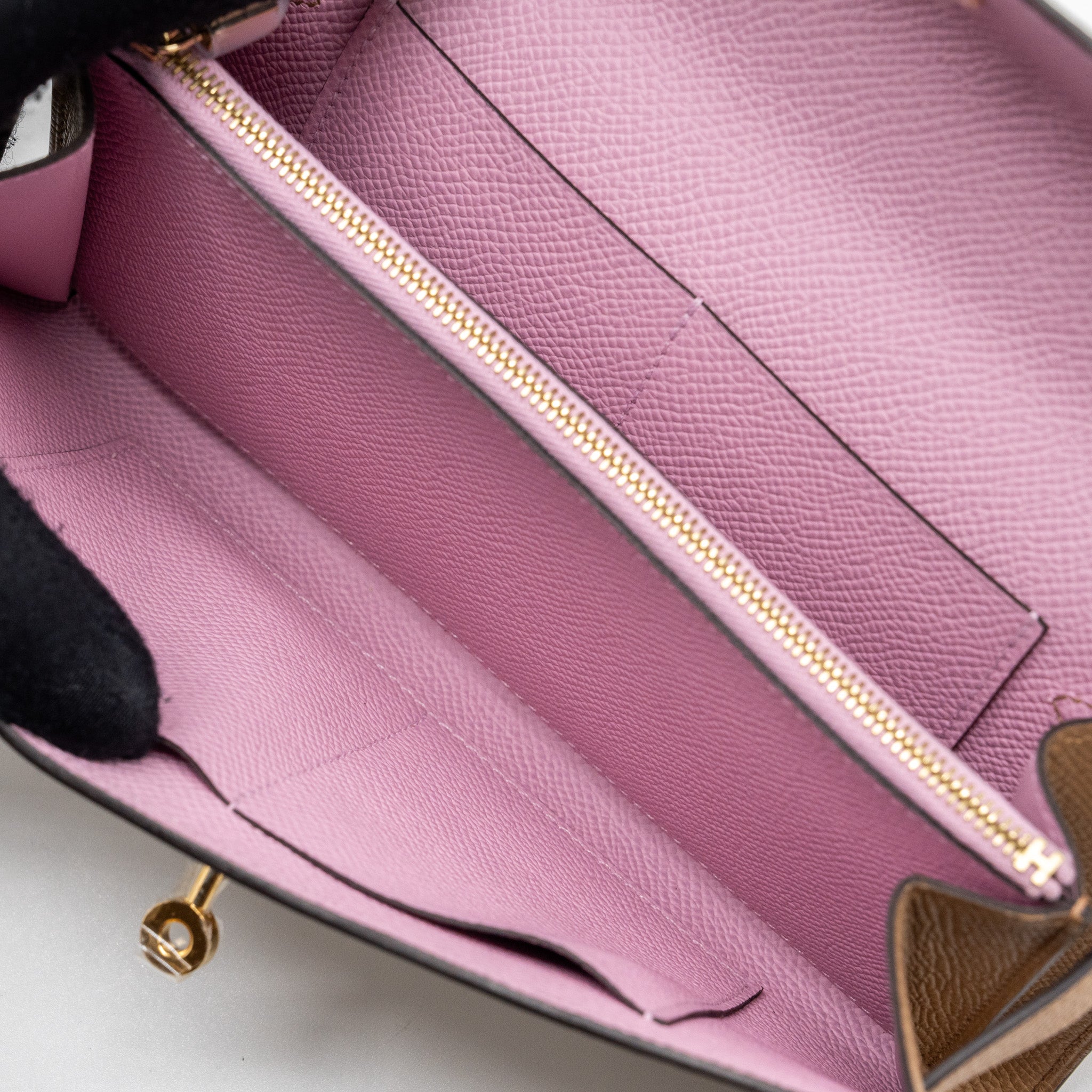 HERMES KELLY TO GO EPSOM CHAI/ MAUVE SYLVESTRE GHW