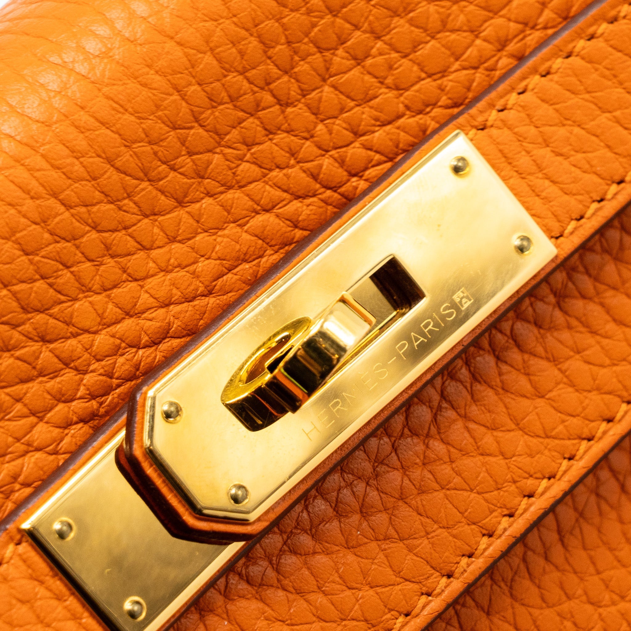HERMES KELLY 28 CLEMENCE LEATHER 93 ORANGE GHW