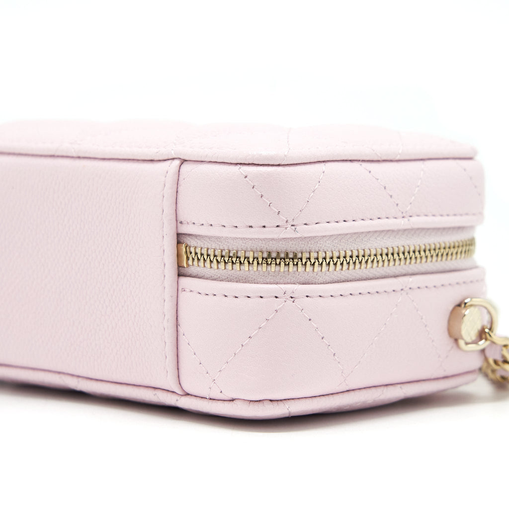 CHANEL 22P TOP HANDLE MINI VANITY WITH CHAIN CAVIAR LIGHT PINK LGHW