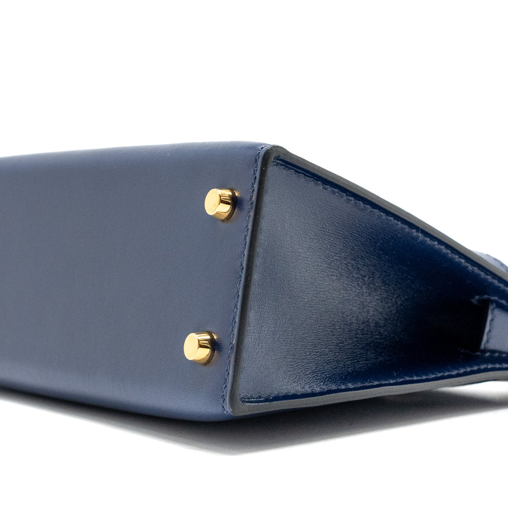 HERMES MINI KELLY II BOX CALFSKIN BLUE SAPHIR GHW