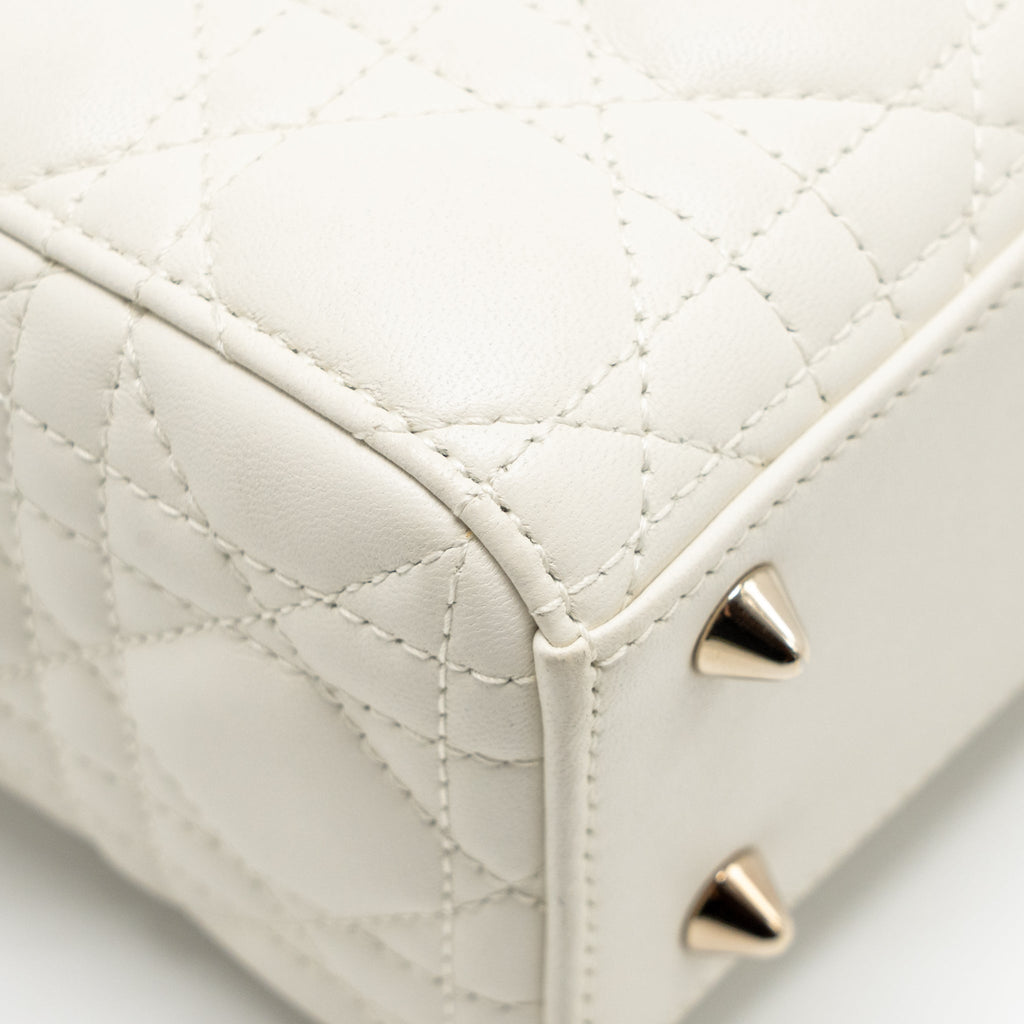DIOR SMALL LADY DIOR MY ABCDIOR BAG CANNAGE LAMBSKIN WHITE LGHW