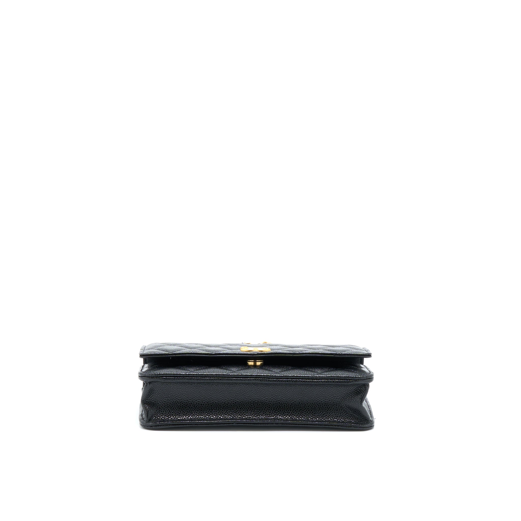 CHANEL TOP HANDLE WALLET ON CHAIN CAVIAR BLACK GHW (MICROCHIP)