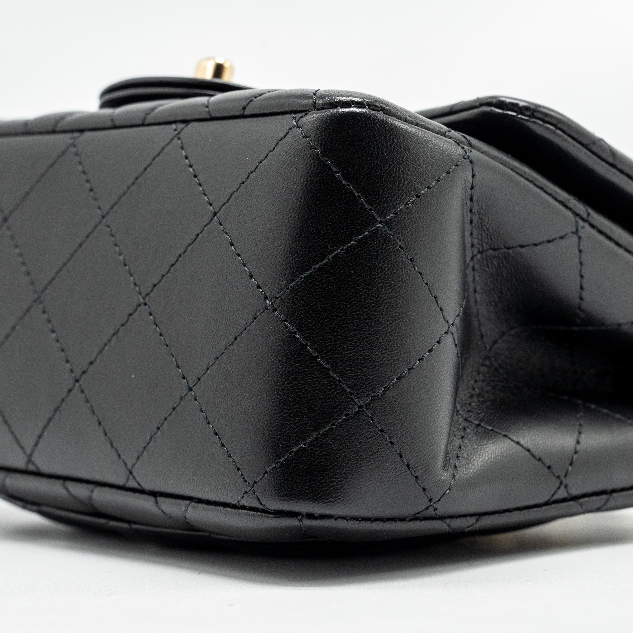 CHANEL MINI SQUARE FLAP BAG LAMBSKIN BLACK LGHW (MICROCHIP)