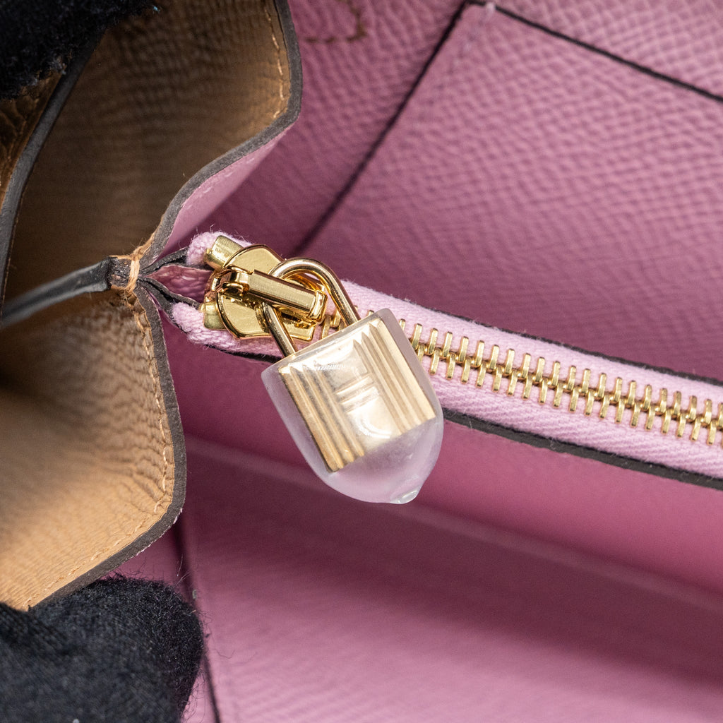 HERMES KELLY TO GO EPSOM CHAI/ MAUVE SYLVESTRE GHW