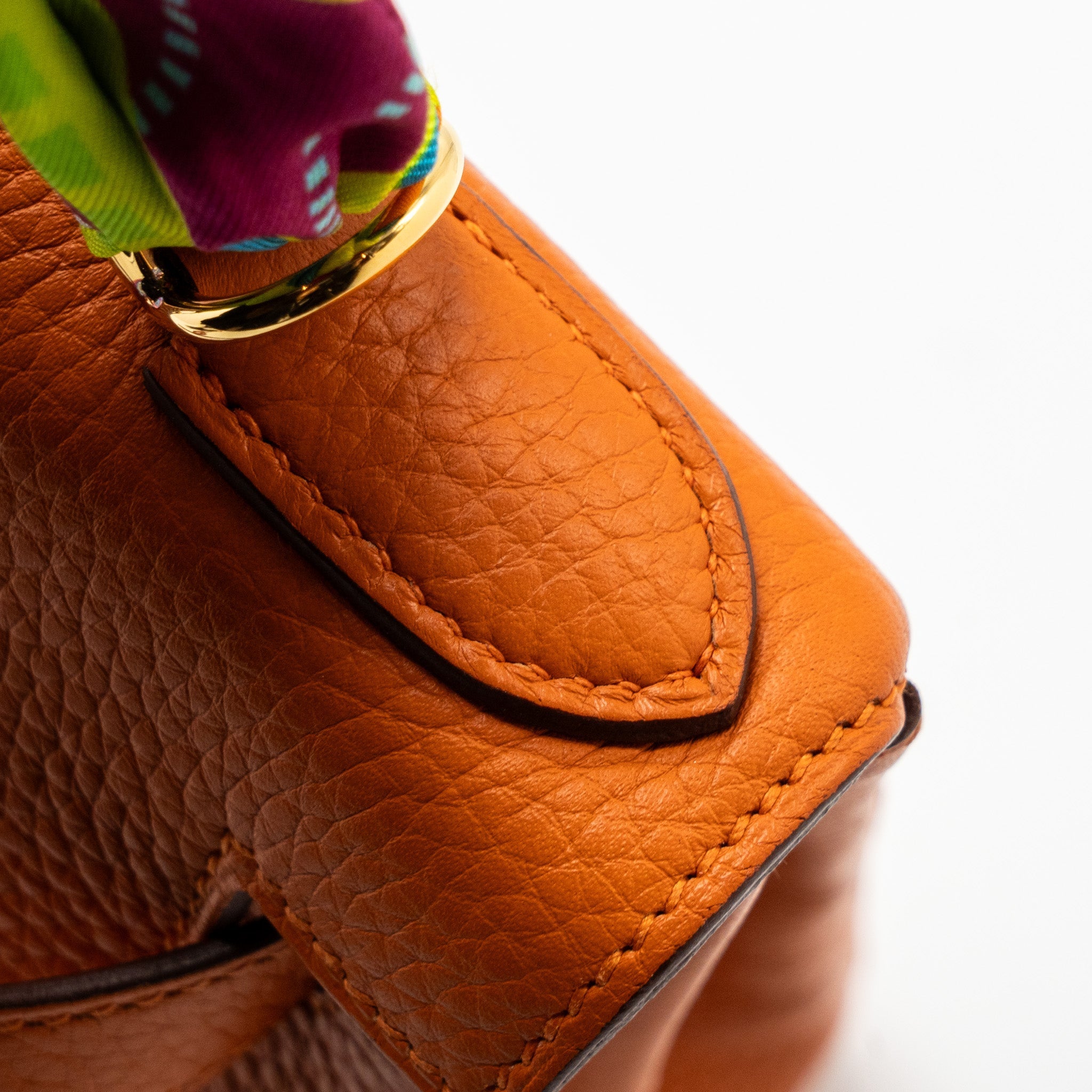 HERMES KELLY 28 CLEMENCE LEATHER 93 ORANGE GHW