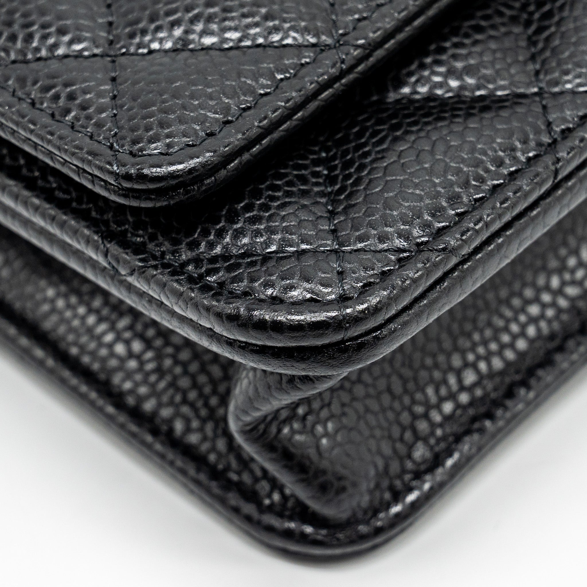 CHANEL CLASSIC WALLET ON CHAIN CAVIAR BLACK GHW (MICROCHIP)