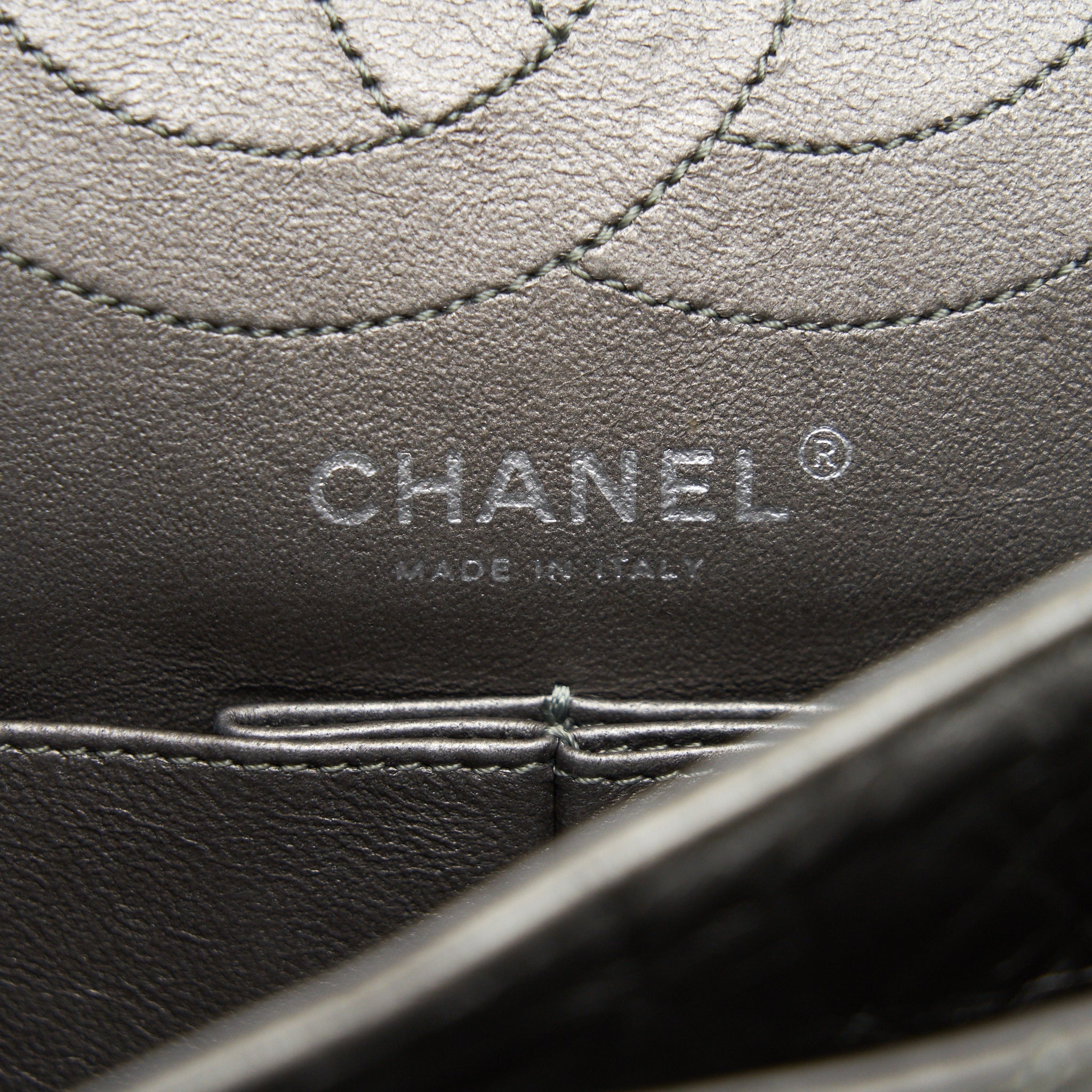 CHANEL SMALL REISSUE 2.55 225 DOUBLE FLAP BAG SILVER GREY