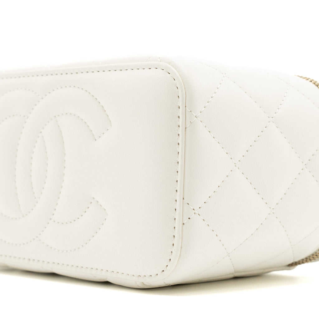 CHANEL LONG VANITY WITH LAMBSKIN WHITE GHW (MICROCHIP)