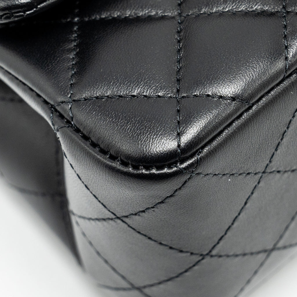 CHANEL MINI SQUARE FLAP BAG LAMBSKIN BLACK LGHW (MICROCHIP)
