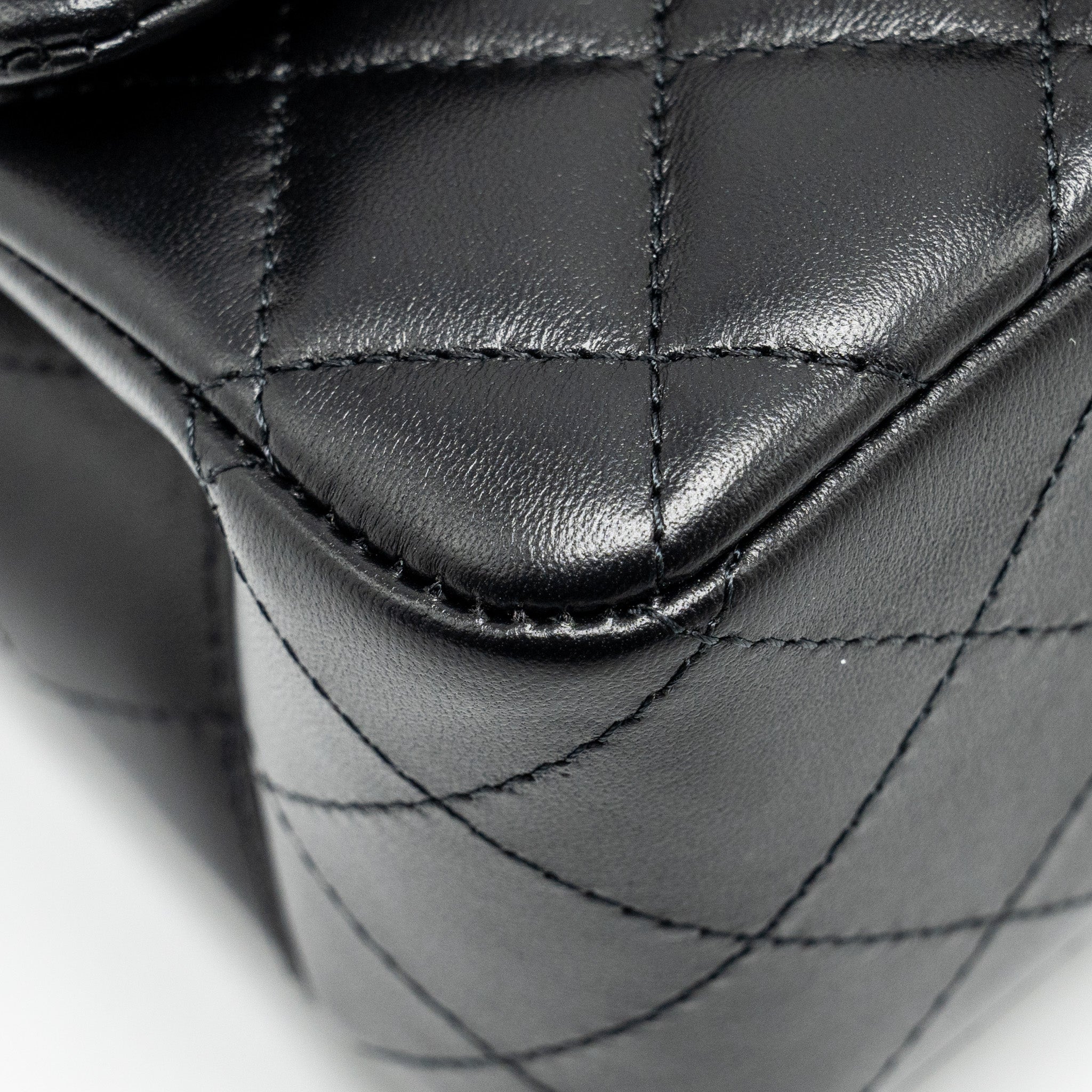 CHANEL MINI SQUARE FLAP BAG LAMBSKIN BLACK LGHW (MICROCHIP)