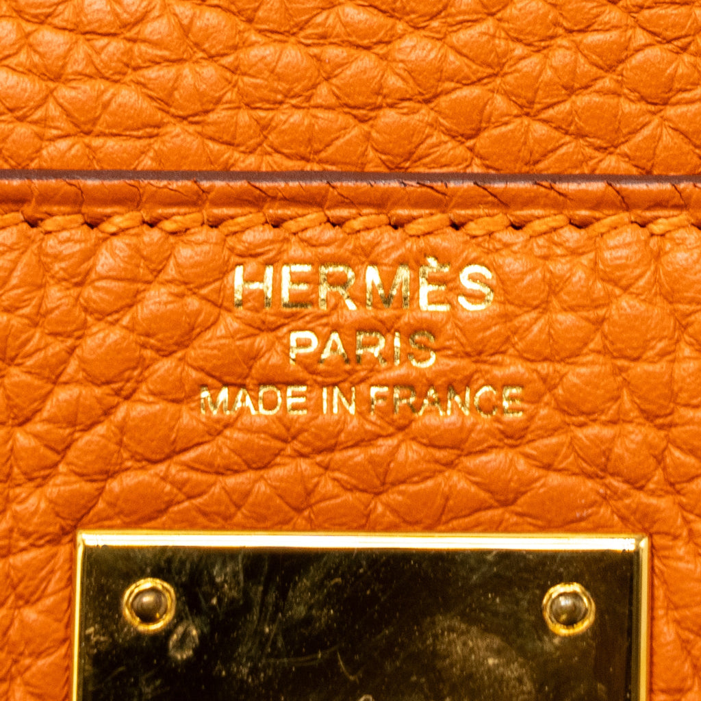 HERMES KELLY 28 CLEMENCE LEATHER 93 ORANGE GHW