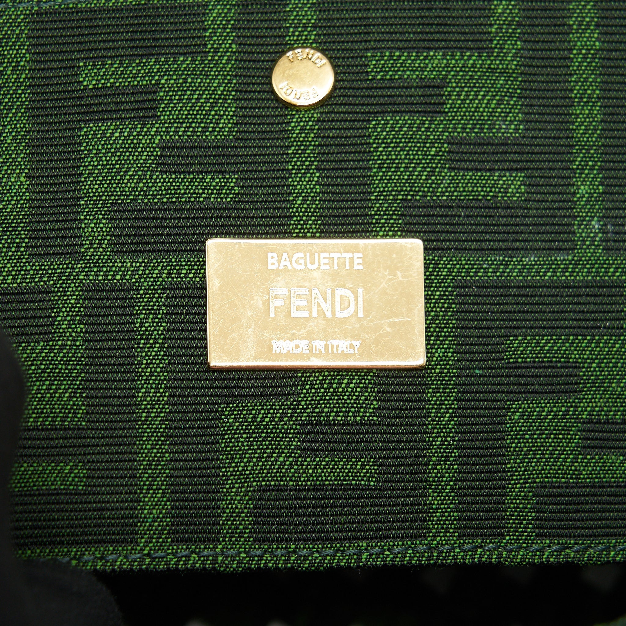 FENDI BAGUETTE LIMITED EDITION TWEED GREEN GHW