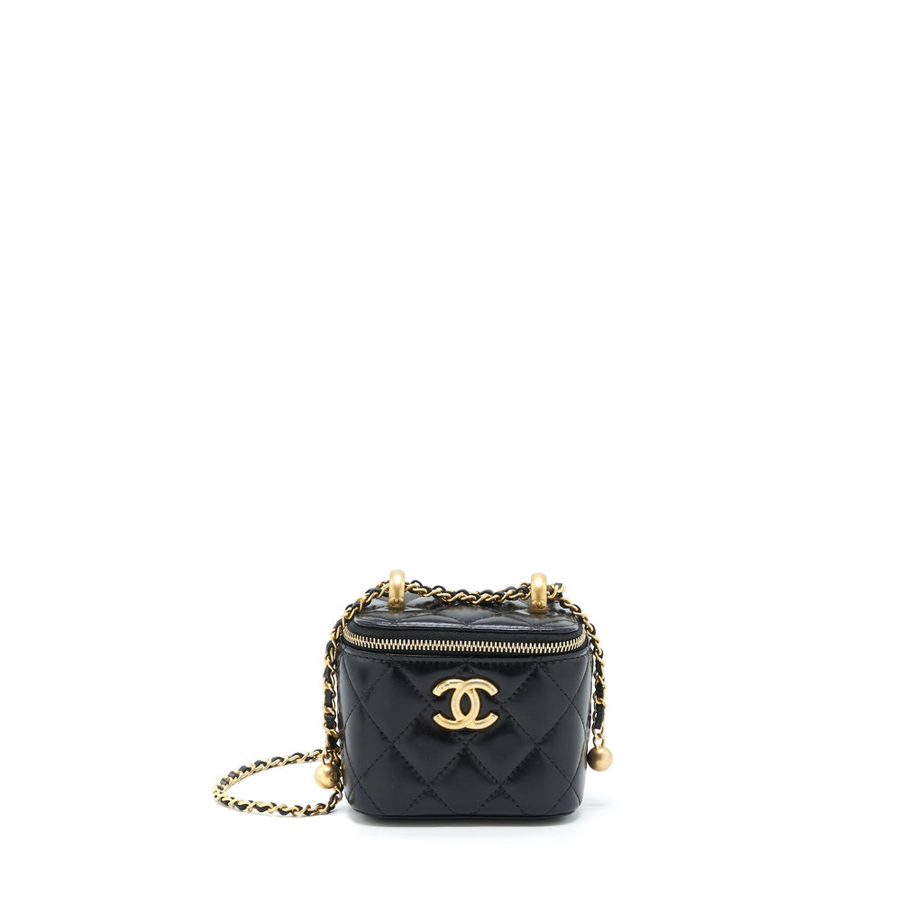 CHANEL 21A GOLD CRUSH MINI VANITY CASE CALFSKIN BLACK GHW
