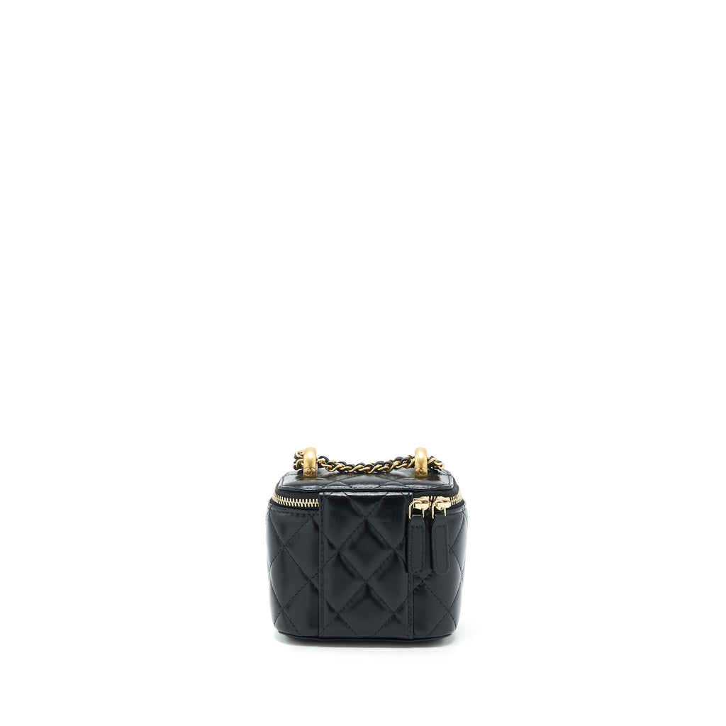 CHANEL 21A GOLD CRUSH MINI VANITY CASE CALFSKIN BLACK GHW