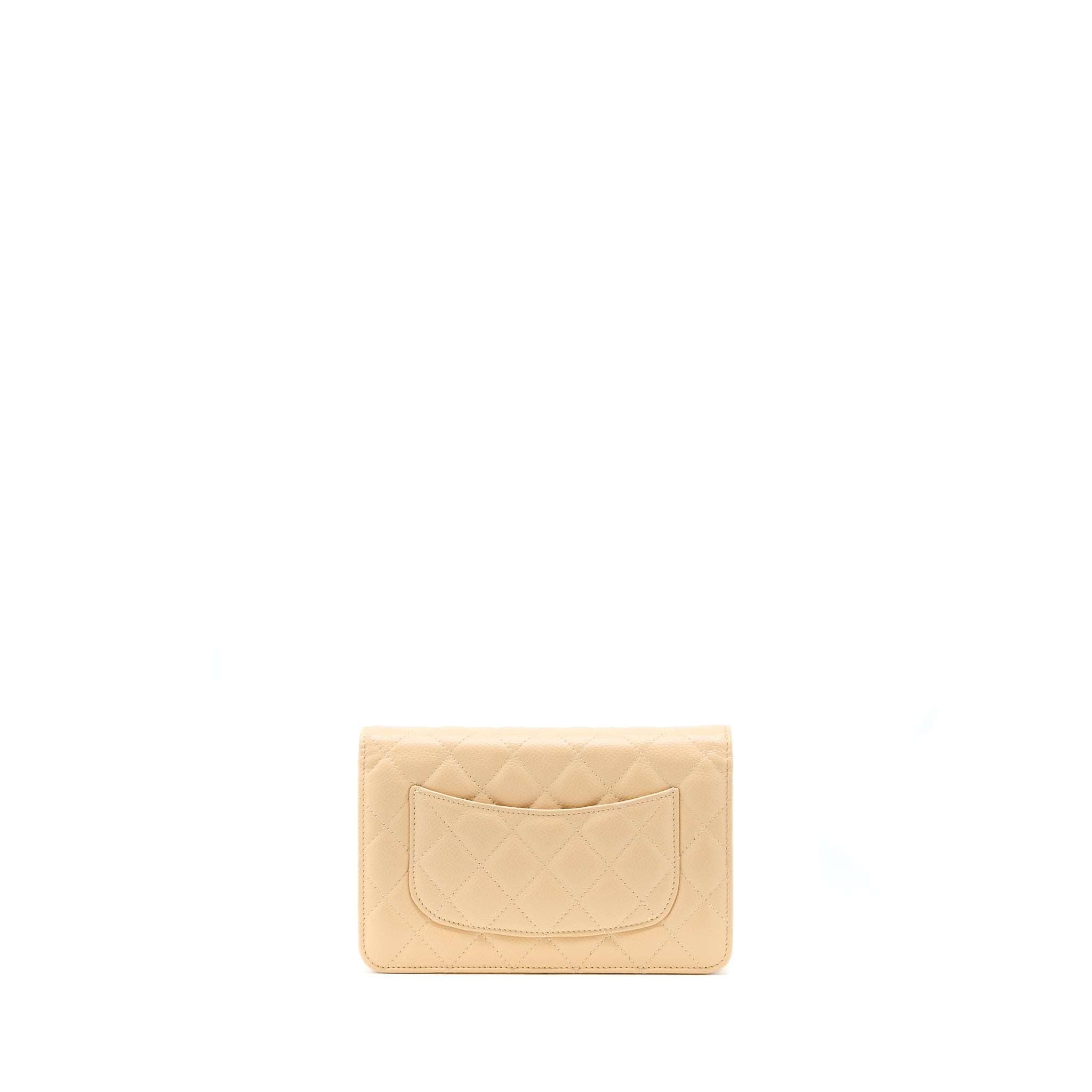 CHANEL CLASSIC WALLET ON CHAIN CAVIAR BEIGE SHW (MICROCHIP)