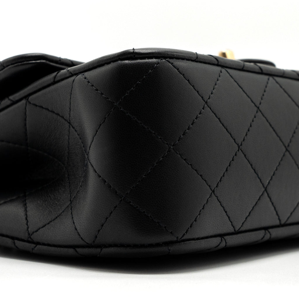 CHANEL 23S CAMELLIA CHAIN FLAP BAG LAMBSKIN BLACK GHW (MIRCOCHIP)