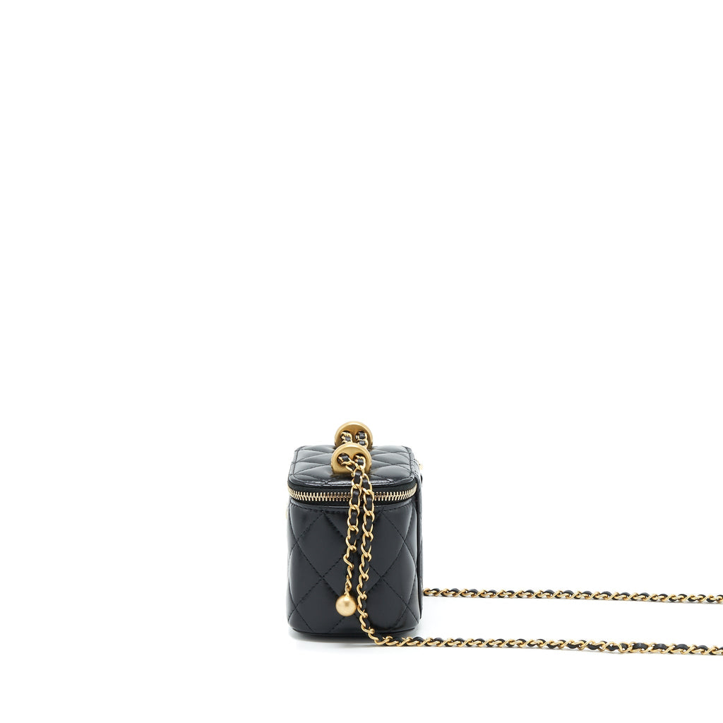 CHANEL 21A GOLD CRUSH MINI VANITY CASE CALFSKIN BLACK GHW
