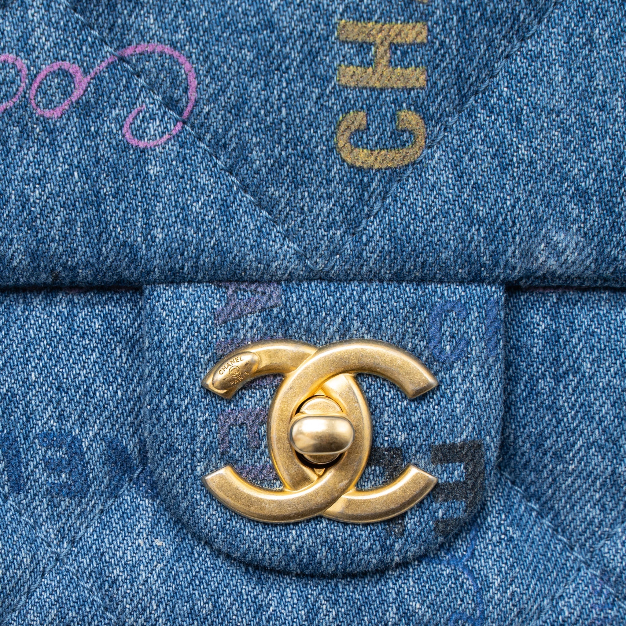 CHANEL 22P BLUE DENIM FLAP BAG DENIM BLUE BRUSHED GHW (MICROCHIP)