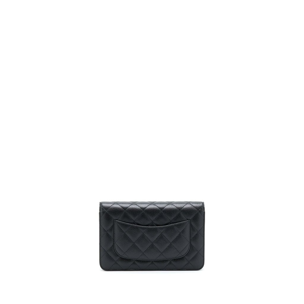 CHANEL CLASSIC WALLET ON CHAIN CAVIAR BLACK SHW (MICROCHIP)