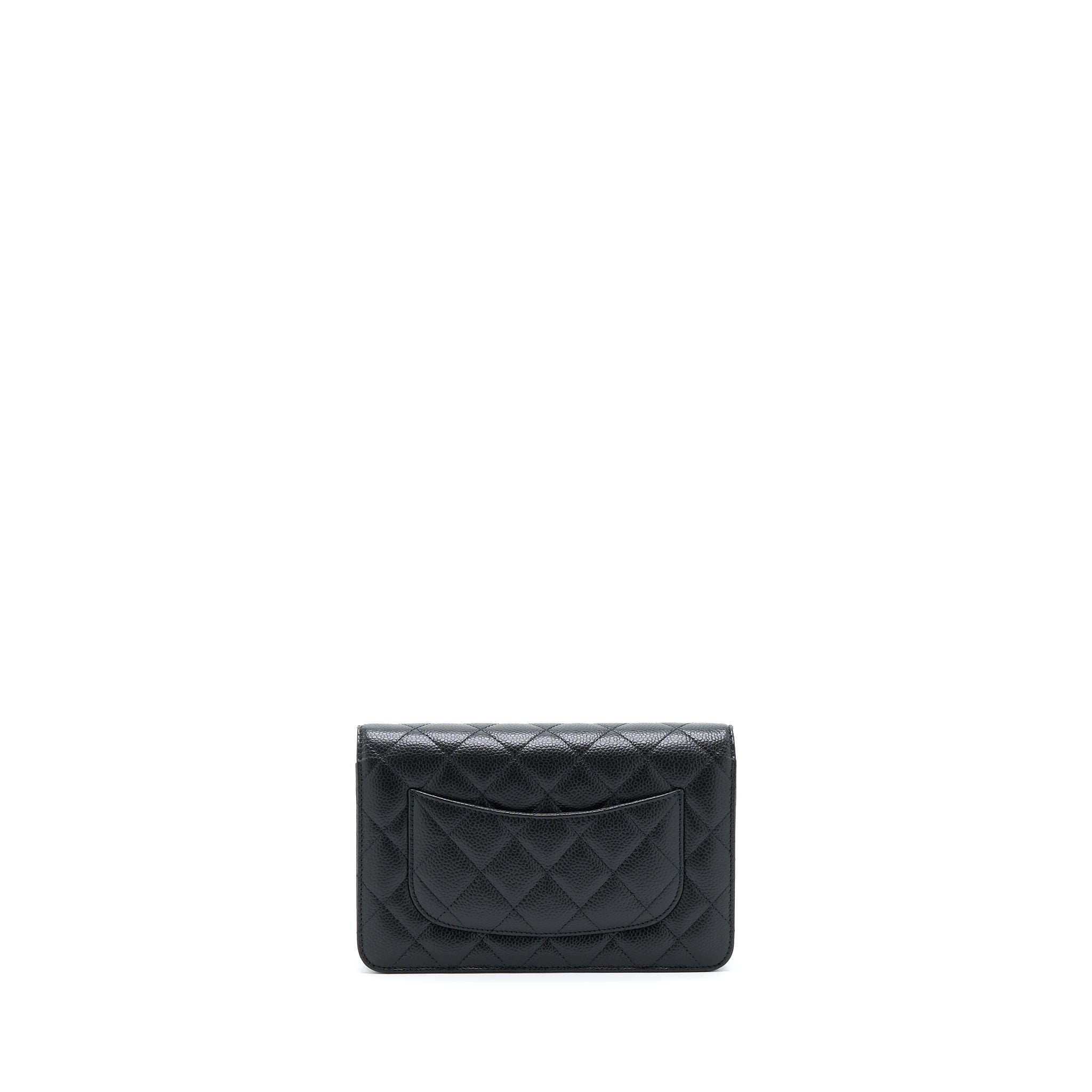CHANEL CLASSIC WALLET ON CHAIN CAVIAR BLACK SHW (MICROCHIP)