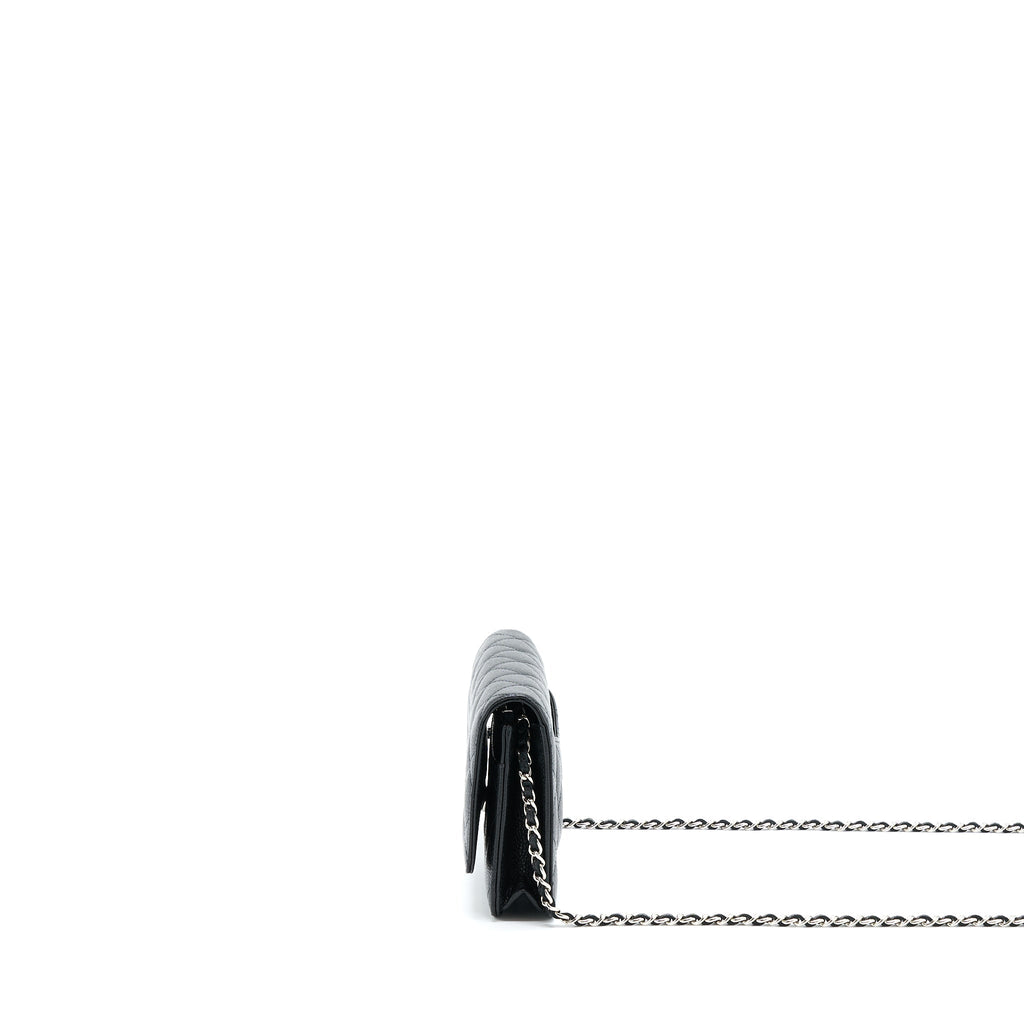 CHANEL CLASSIC WALLET ON CHAIN CAVIAR BLACK SHW (MICROCHIP)