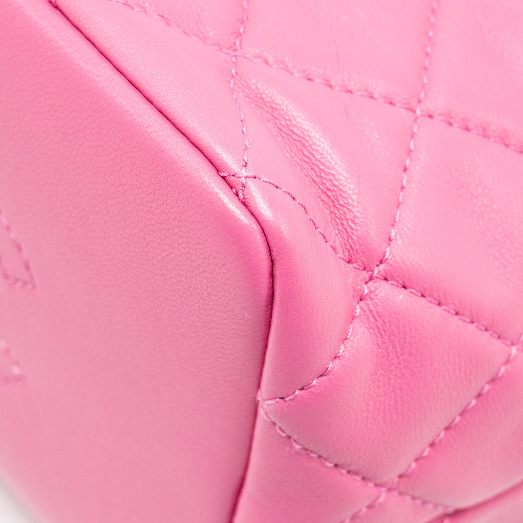 CHANEL 20S SMALL QUILTED HOBO BAG LAMBSKIN PINK GHW