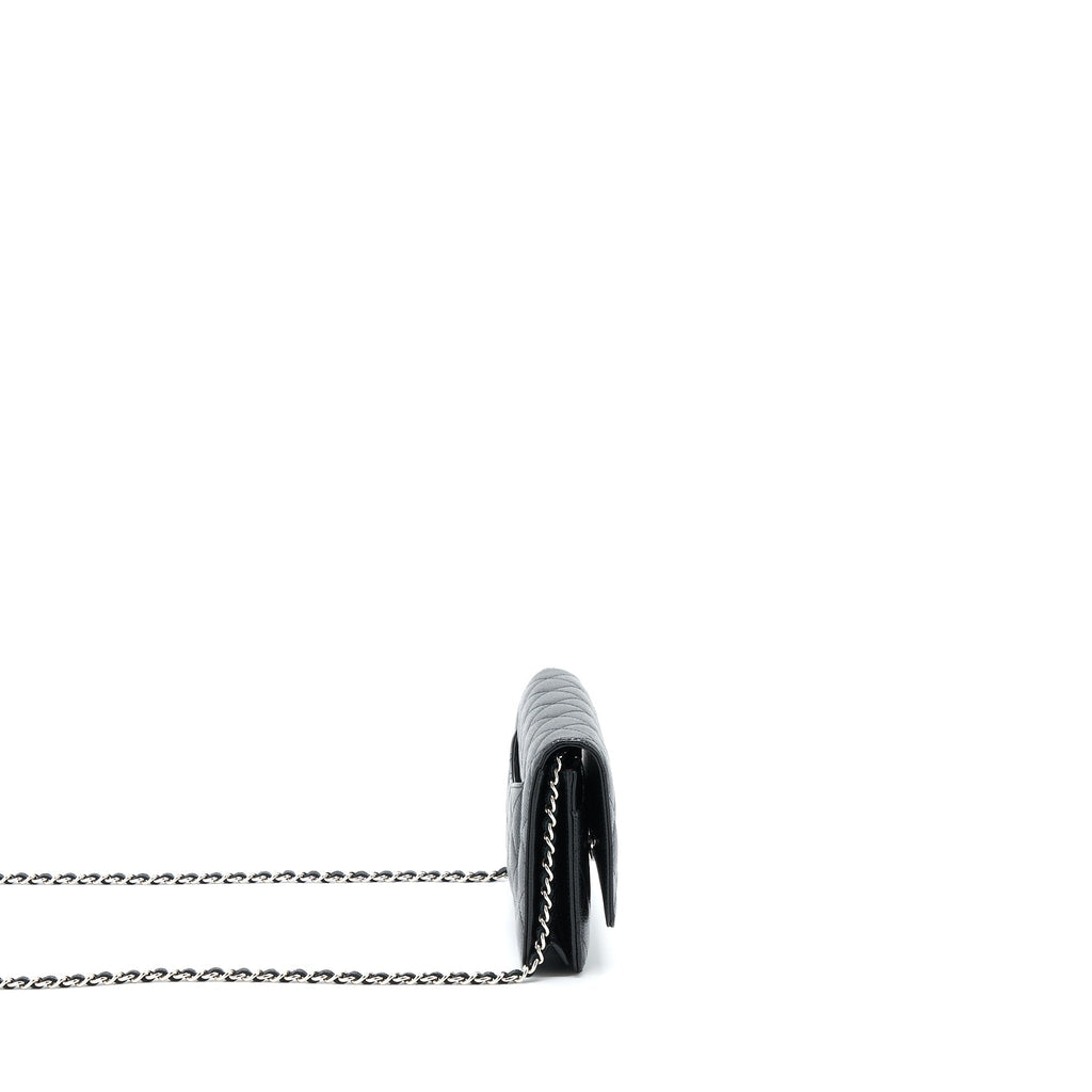 CHANEL CLASSIC WALLET ON CHAIN CAVIAR BLACK SHW (MICROCHIP)