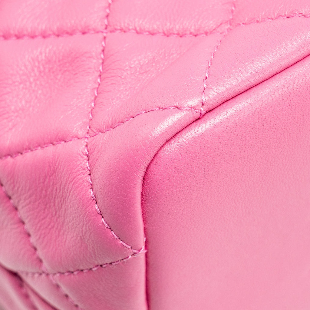 CHANEL 20S SMALL QUILTED HOBO BAG LAMBSKIN PINK GHW