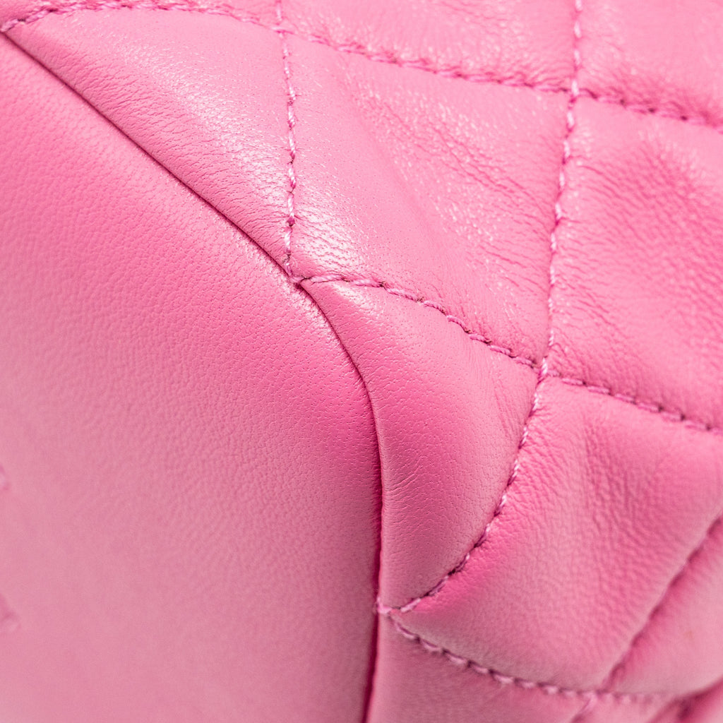 CHANEL 20S SMALL QUILTED HOBO BAG LAMBSKIN PINK GHW