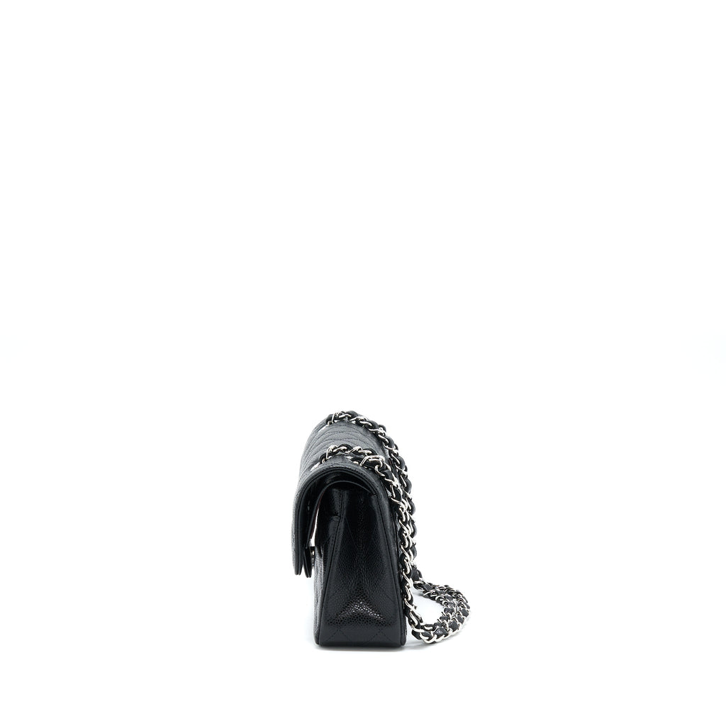 CHANEL SMALL CLASSIC FLAP BAG CAVIAR BLACK SHW (MICROCHIP)
