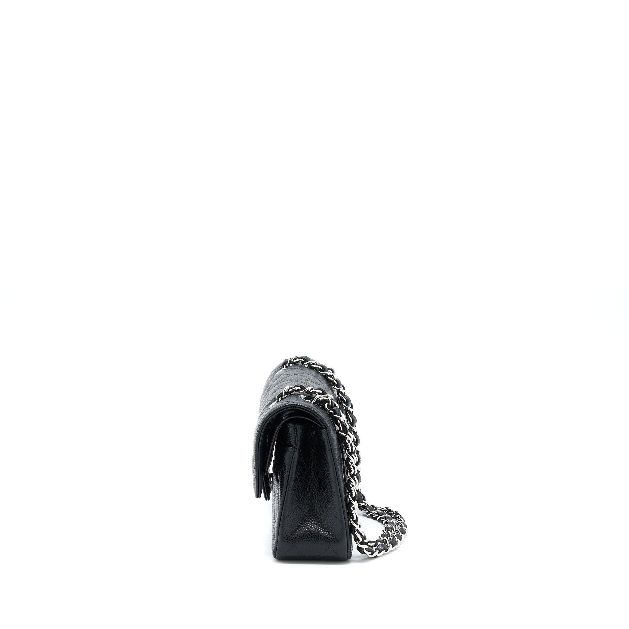 CHANEL SMALL CLASSIC FLAP BAG CAVIAR BLACK SHW (MICROCHIP)
