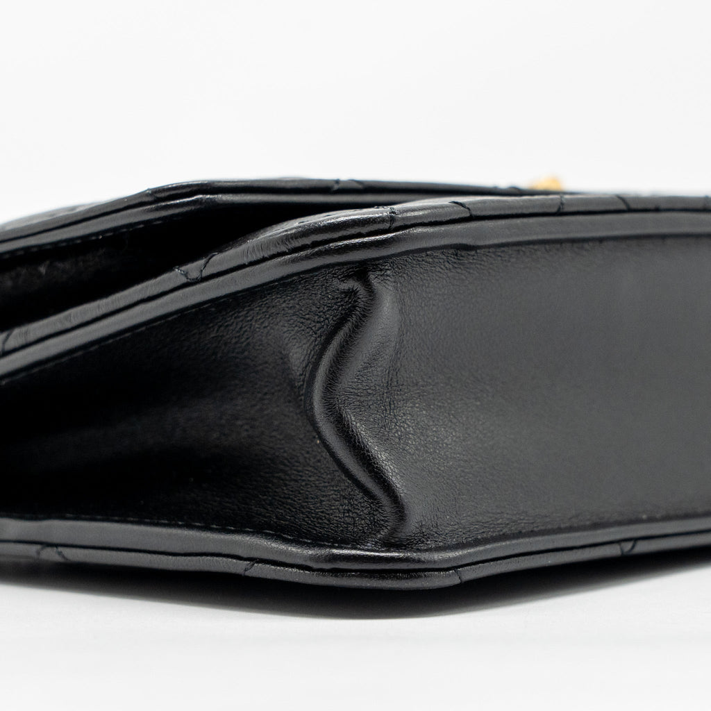 CHANEL 2.55 WALLET ON CHAIN AGED CALFSKIN BLACK BRUSHED GHW (MICROCHIP)