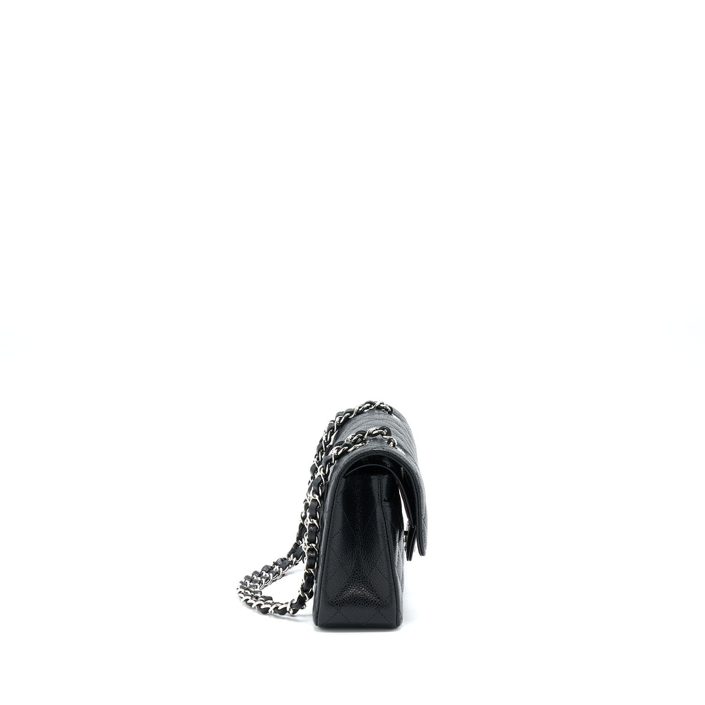CHANEL SMALL CLASSIC FLAP BAG CAVIAR BLACK SHW (MICROCHIP)