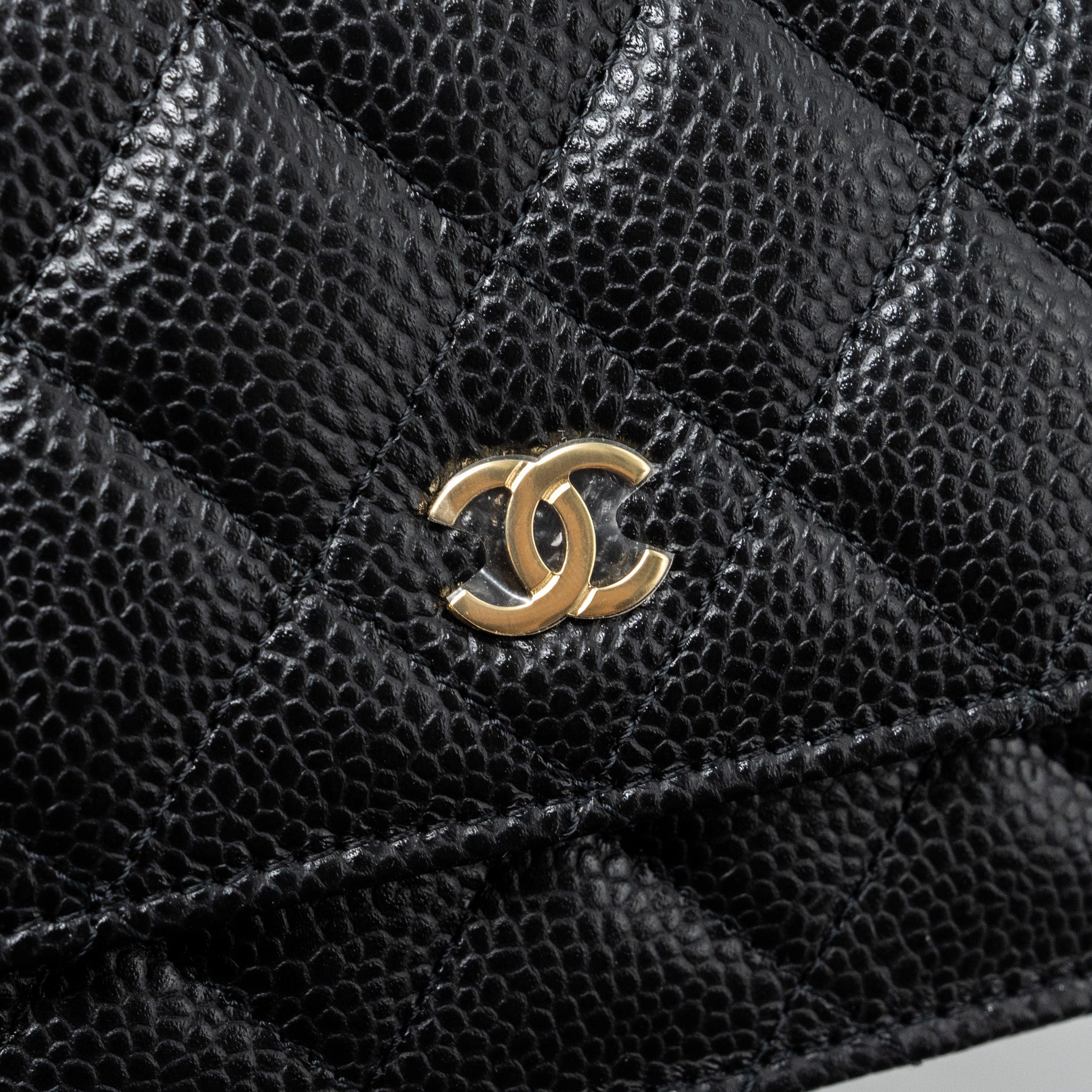 CHANEL CLASSIC WALLET ON CHAIN CAVIAR BLACK GHW (MICROCHIP)