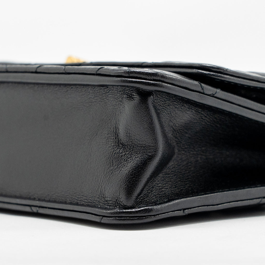 CHANEL 2.55 WALLET ON CHAIN AGED CALFSKIN BLACK BRUSHED GHW (MICROCHIP)