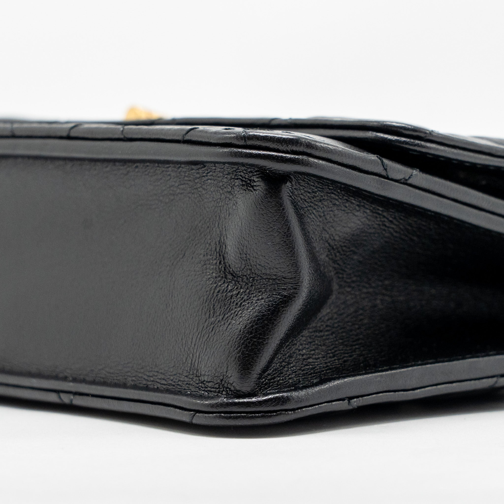 CHANEL 2.55 WALLET ON CHAIN AGED CALFSKIN BLACK BRUSHED GHW (MICROCHIP)