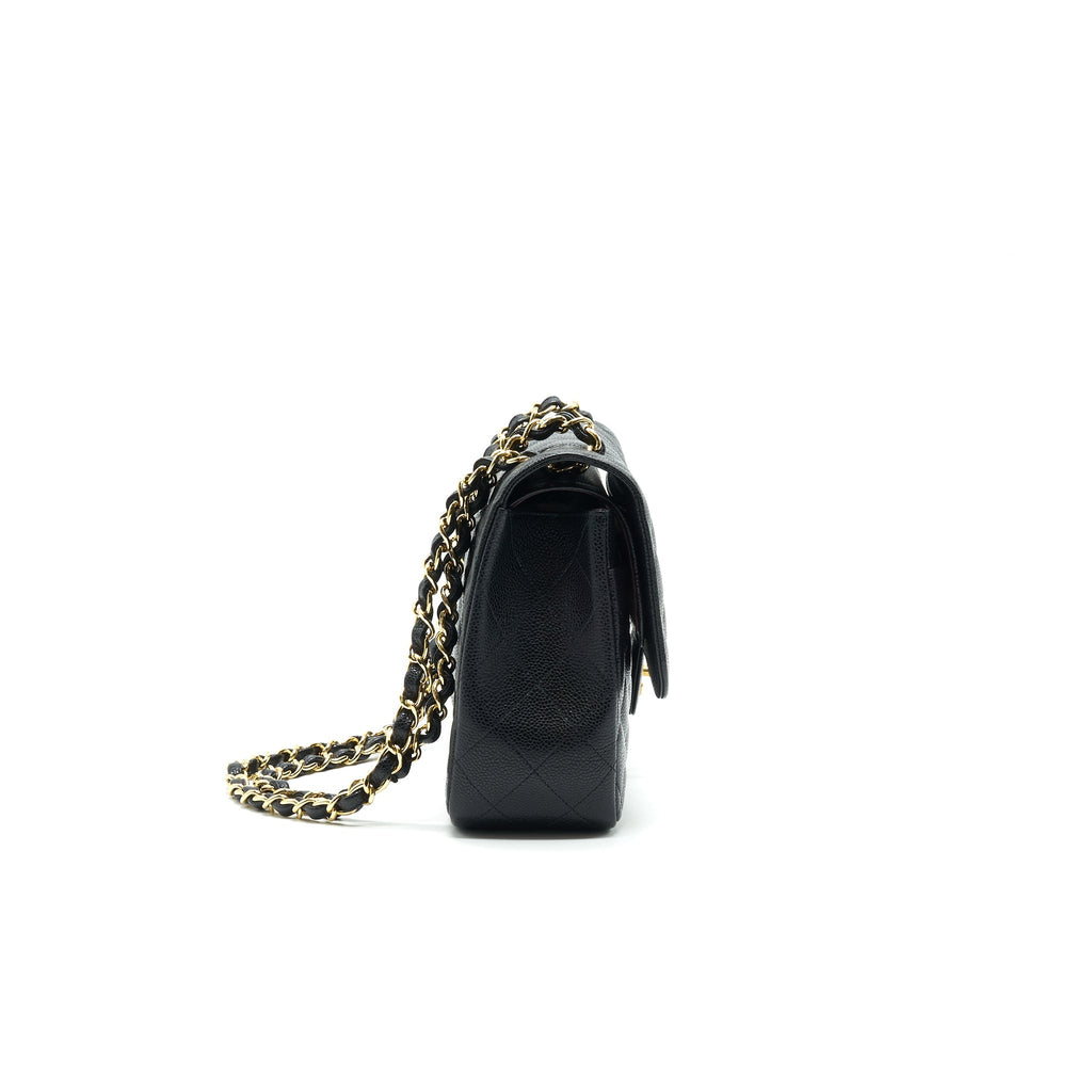 CHANEL CLASSIC JUMBO DOUBLE FLAP BAG BLACK CAVIER GHW