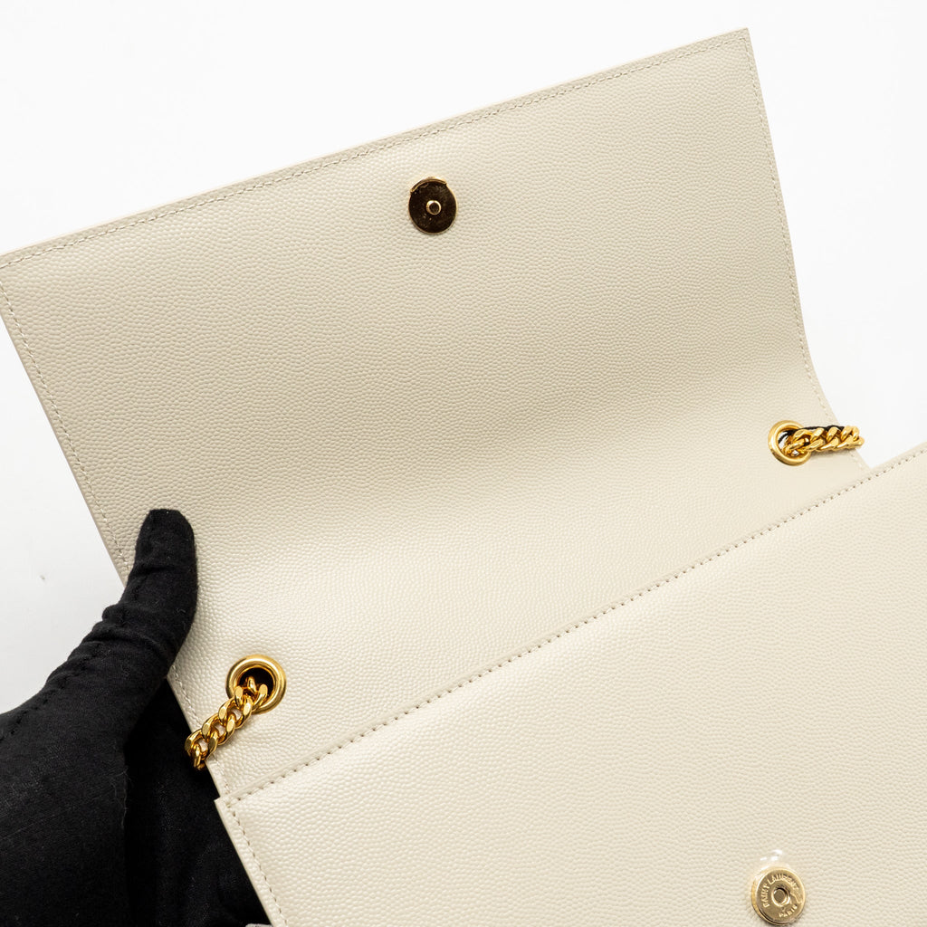 SAINT LAURENT/YSL MEDIUM KATE BAG GRAINED CALFSKIN WHITE GHW