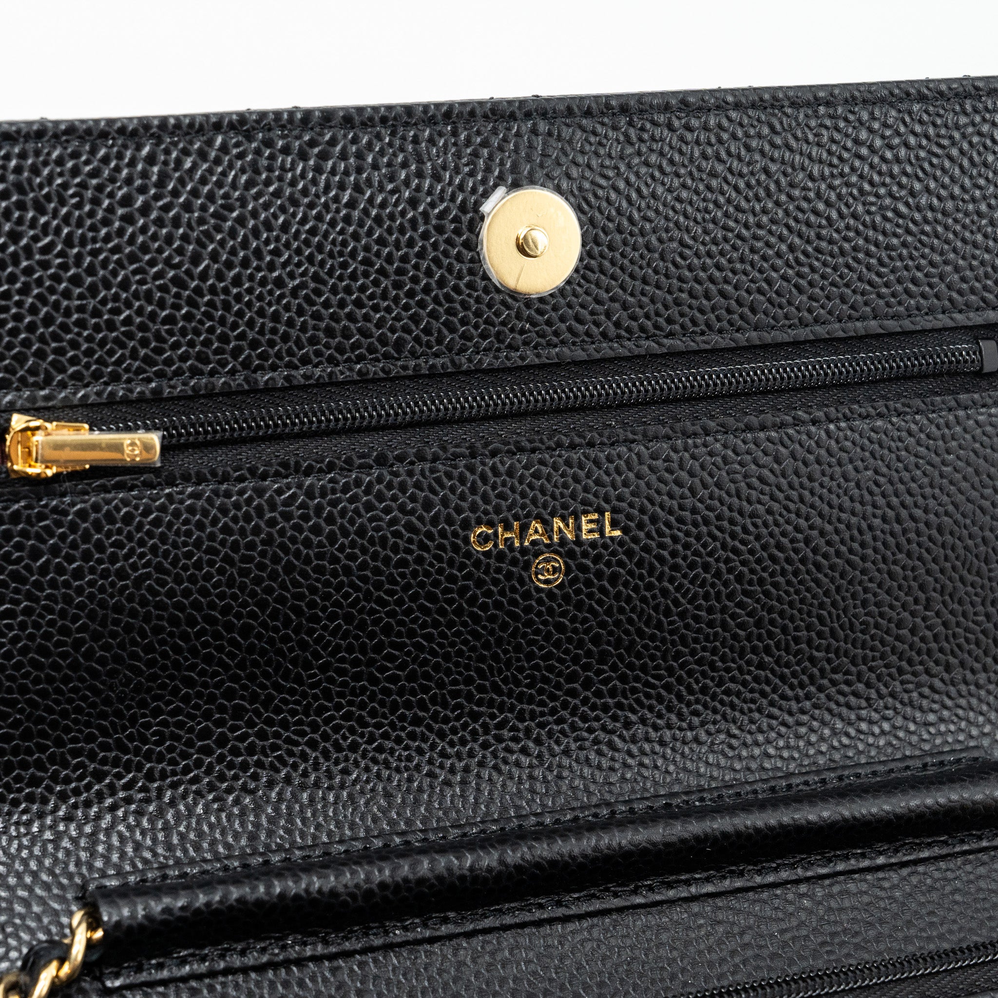 CHANEL CLASSIC WALLET ON CHAIN CAVIAR BLACK GHW (MICROCHIP)